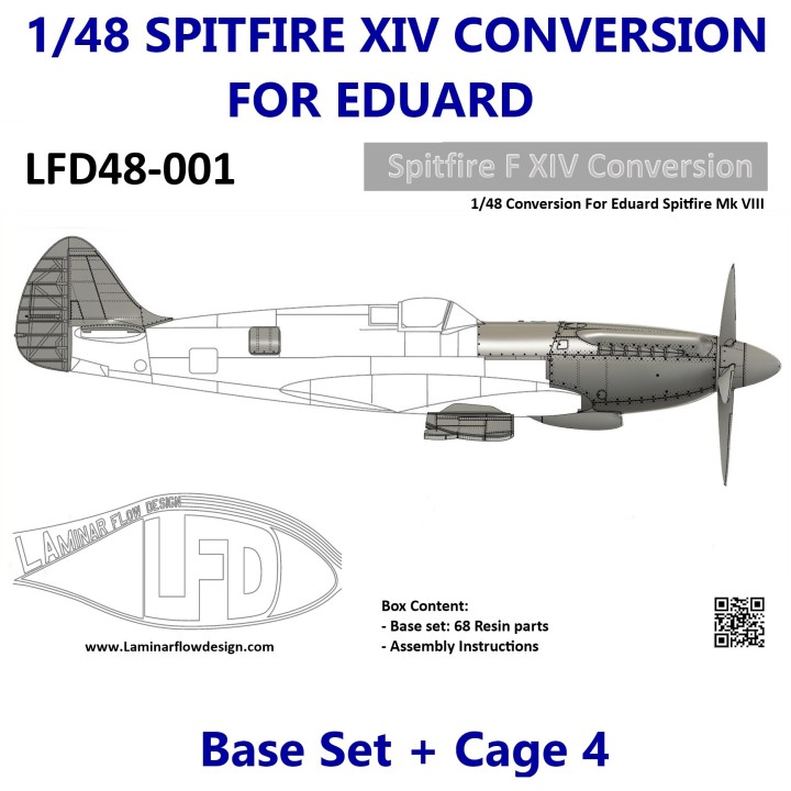 1/48 Spitfire F/FR XIV Conversion Base Set + Cage4 | Laminar Flow Design