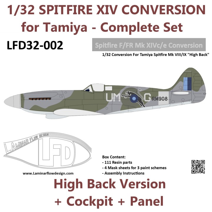 1/32 Spitfire F/FR Mk.XIVc/e “High Back” Complete Conversion | Laminar Flow Design