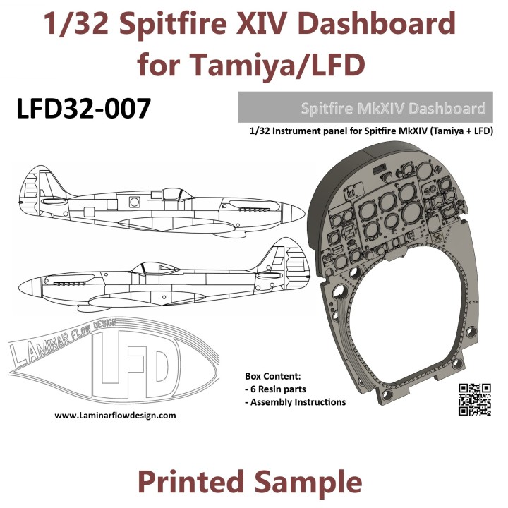 1/32 Spitfire Mk.XIV Instrument Panel & Frame | Laminar Flow Design